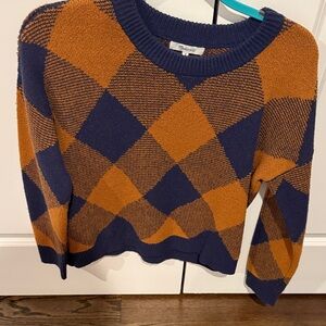 Madewell Checkered Sweater in Navy and Rust